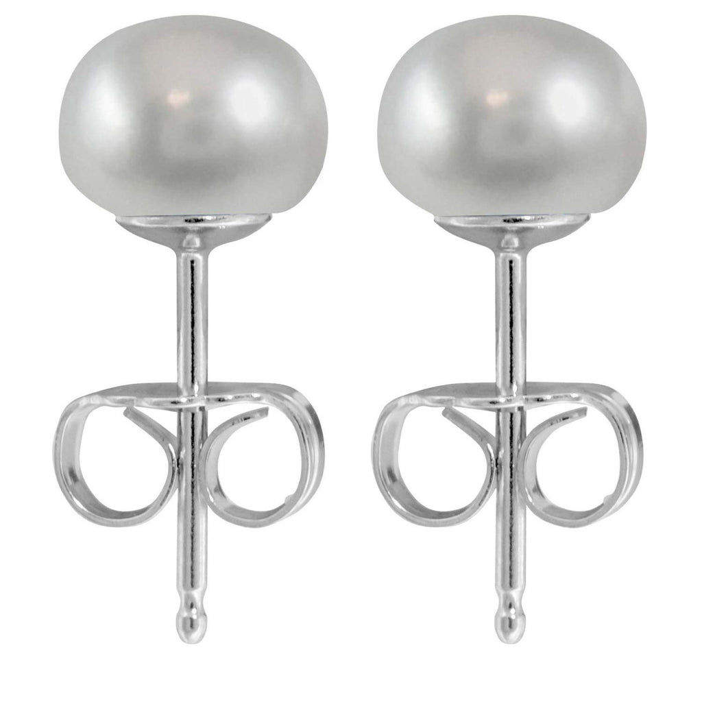Freshwater Pearl Stud Earrings: White, Peach, Grey - Surgical Steel