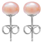 Freshwater Pearl Stud Earrings: White, Peach, Grey - Surgical Steel