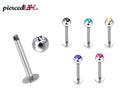 Gem Crystal Ball Labret: Surgical Steel Lip Piercing (18g/16g/14g)