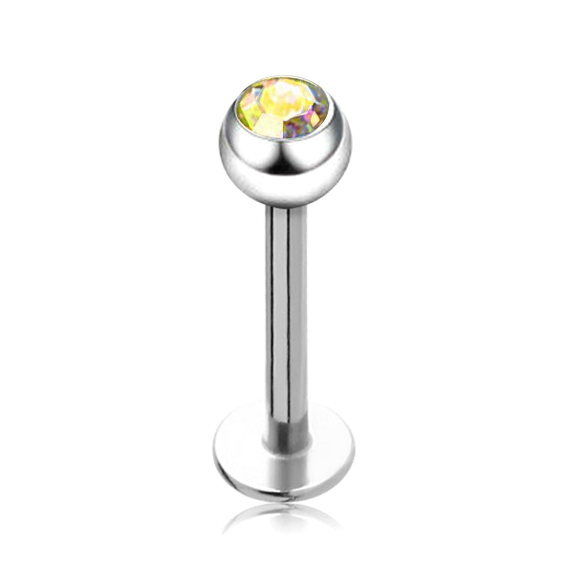 Gem Crystal Ball Labret: Surgical Steel Lip Piercing (18g/16g/14g)