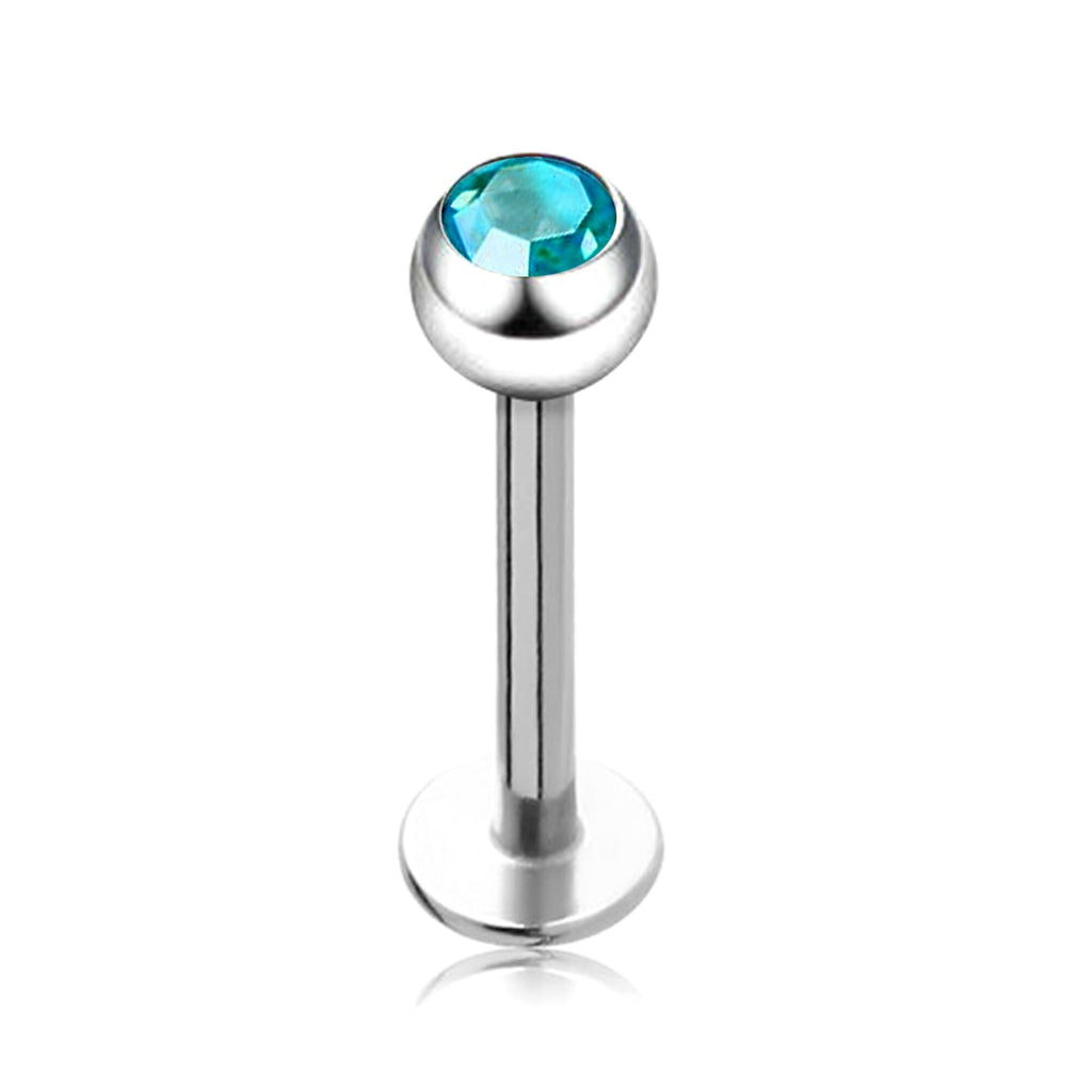 Gem Crystal Ball Labret: Surgical Steel Lip Piercing (18g/16g/14g)