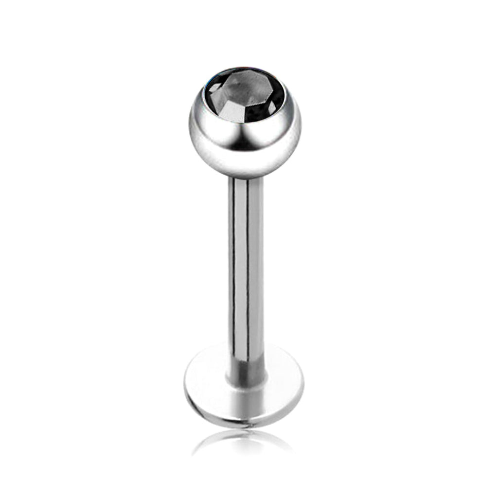 Gem Crystal Ball Labret: Surgical Steel Lip Piercing (18g/16g/14g)
