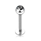 Gem Crystal Ball Labret: Surgical Steel Lip Piercing (18g/16g/14g)