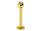 Titanium Labret Lip Stud: Crystal Gem Piercing (18g, 16g, 14g)