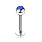 Gem Crystal Ball Labret: Surgical Steel Lip Piercing (18g/16g/14g)