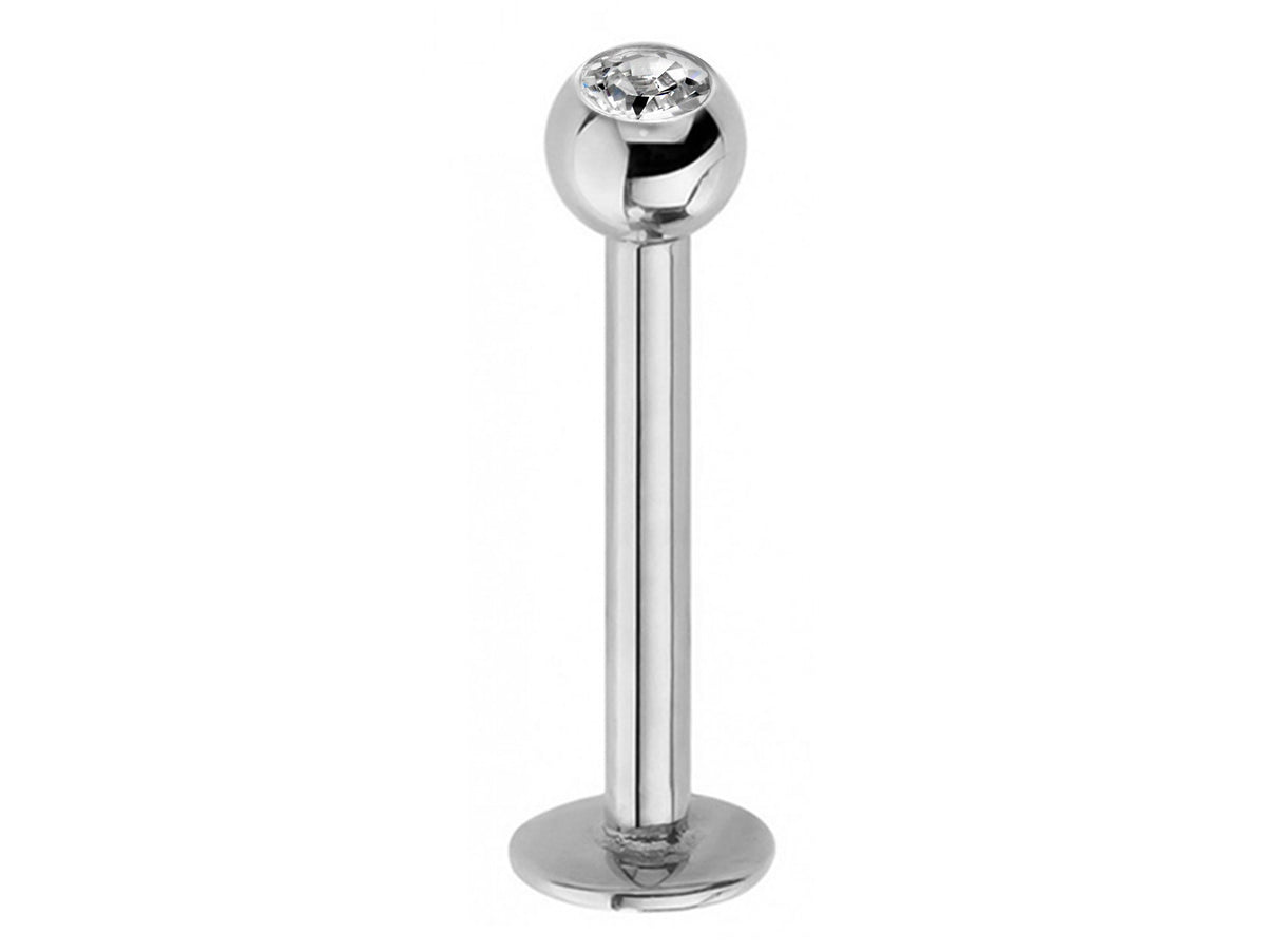 Titanium Labret Lip Stud: Crystal Gem Piercing (18g, 16g, 14g)