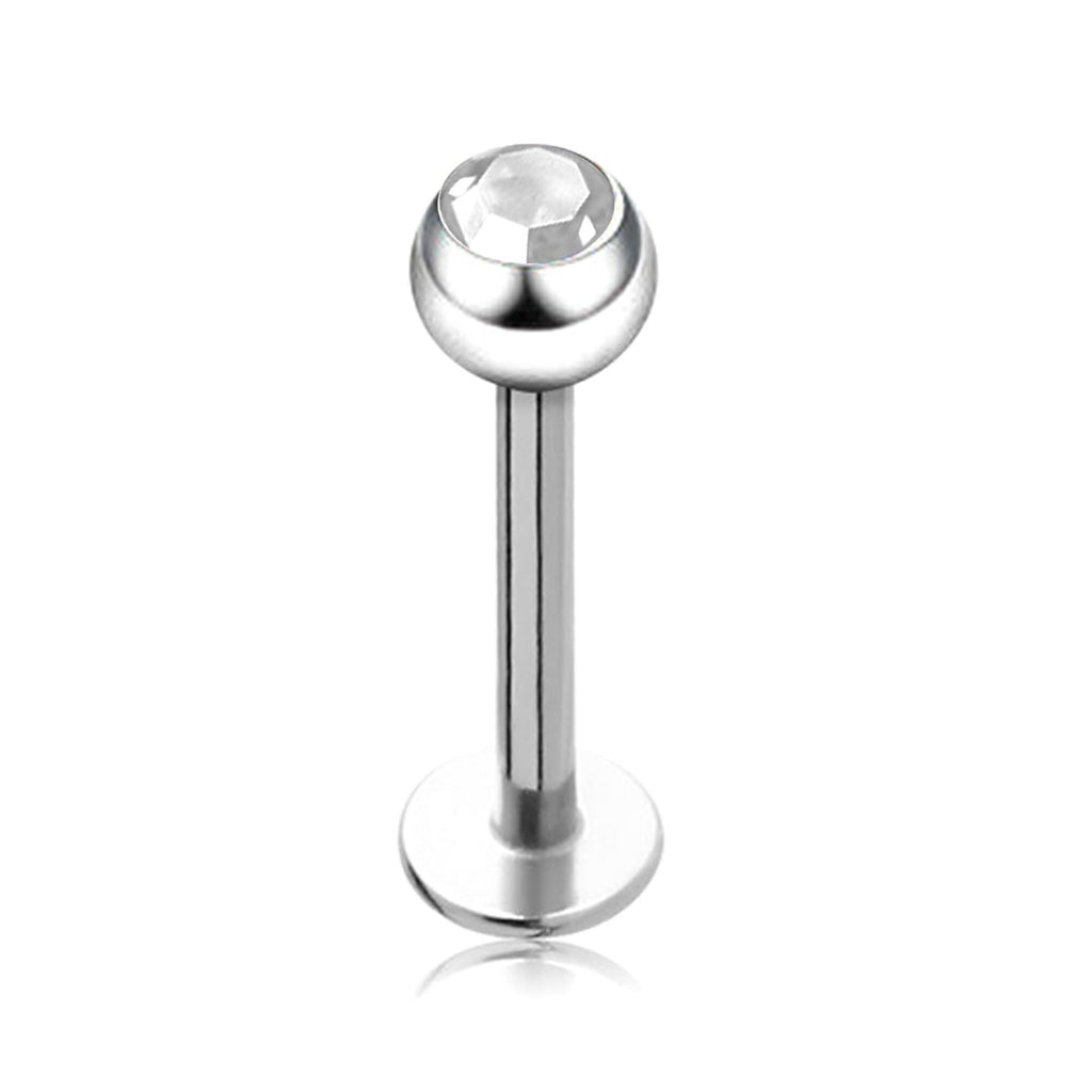 Gem Crystal Ball Labret: Surgical Steel Lip Piercing (18g/16g/14g)