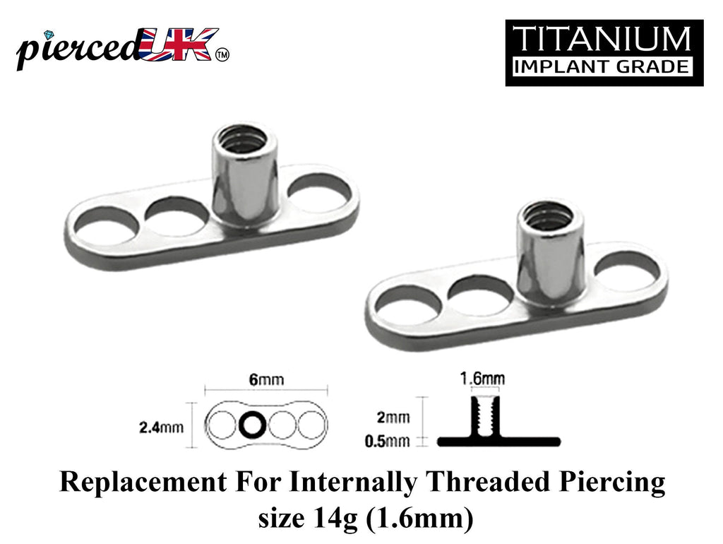 Titanium Dermal Anchor Replacement: 14g Base Plate (2 Pieces)