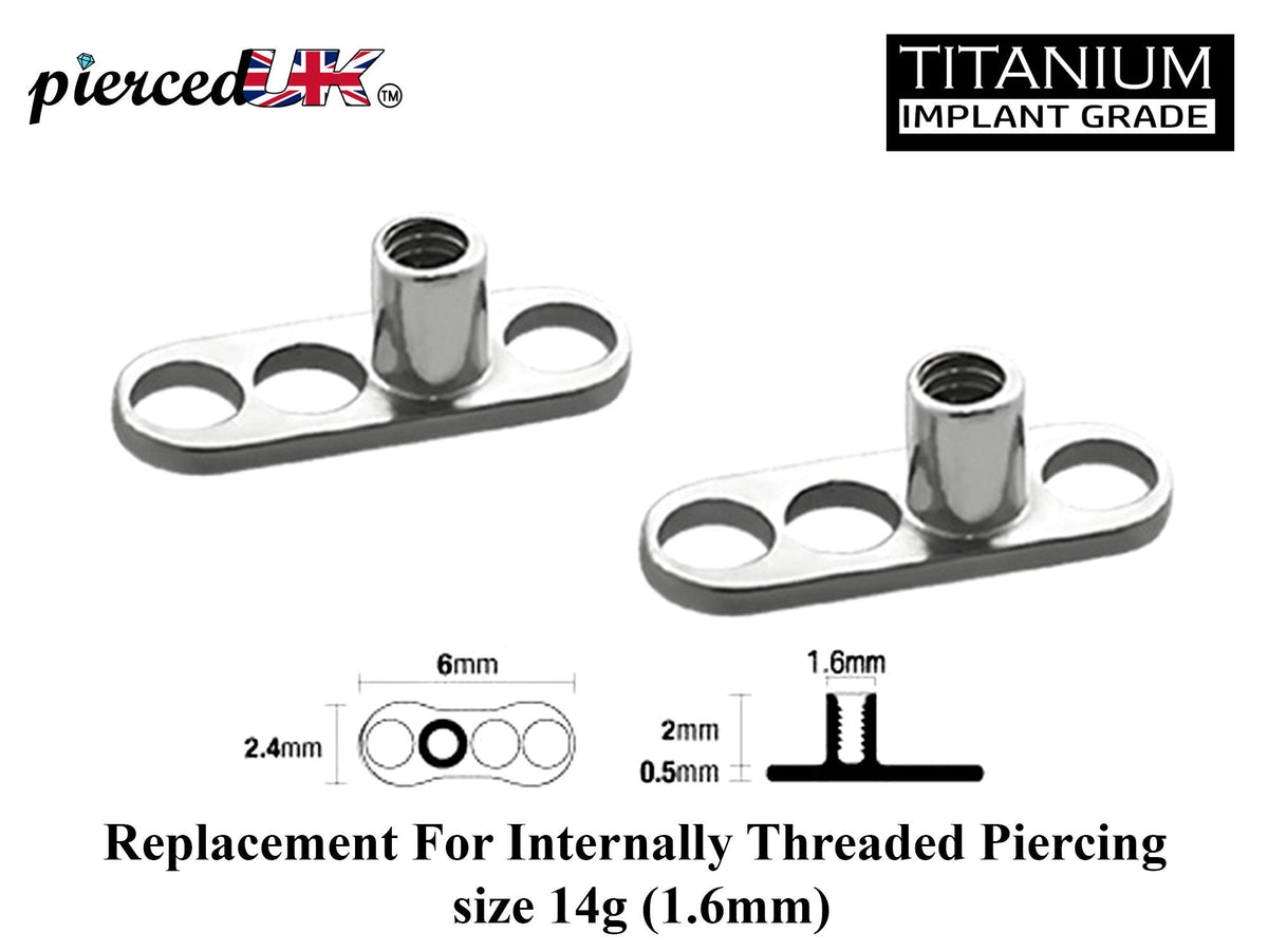 Titanium Dermal Anchor Replacement: 14g Base Plate (2 Pieces)