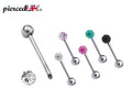 Surgical Steel Barbell Piercing: Crystal Ball Tongue/Nipple/Ear Stud (20g-14g)