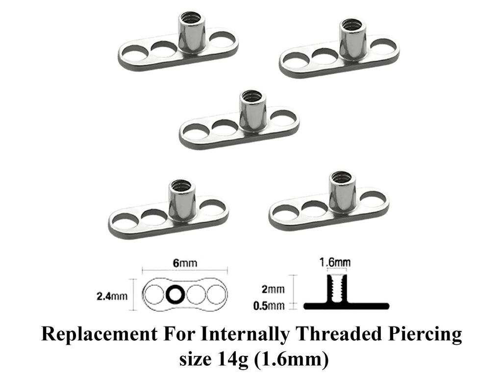 Titanium Dermal Anchor Replacement: 14g Base Plate (2 Pieces)