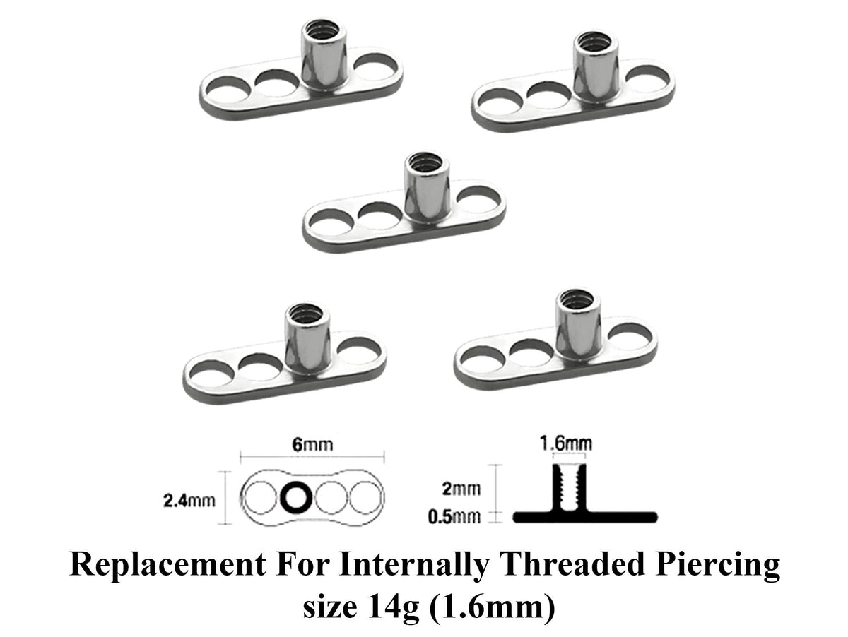 Titanium Dermal Anchor Replacement: 14g Base Plate (2 Pieces)