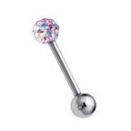 Surgical Steel Barbell Piercing: Crystal Ball Tongue/Nipple/Ear Stud (20g-14g)