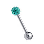 Surgical Steel Barbell Piercing: Crystal Ball Tongue/Nipple/Ear Stud (20g-14g)