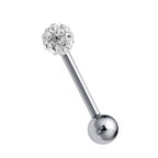 Surgical Steel Barbell Piercing: Crystal Ball Tongue/Nipple/Ear Stud (20g-14g)