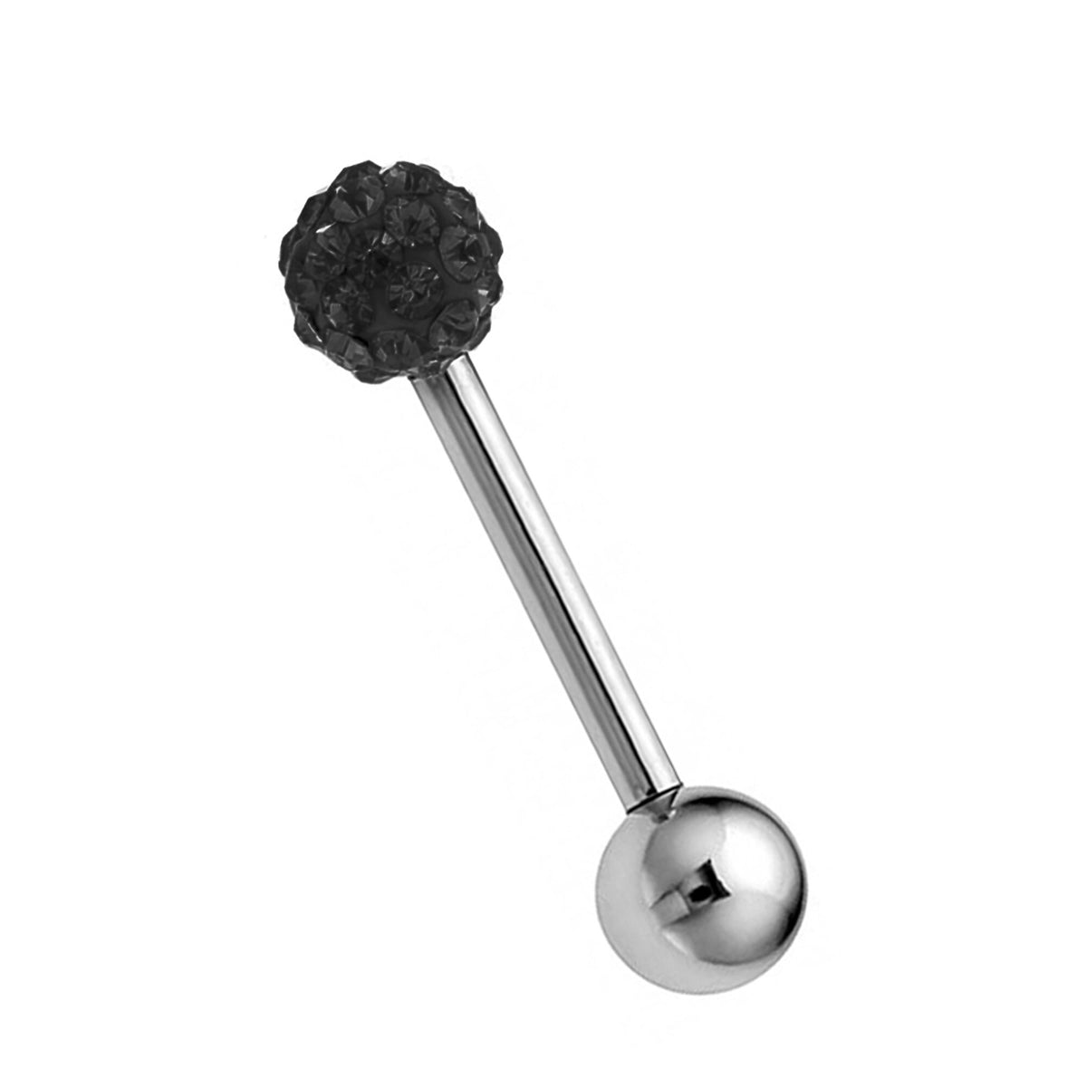 Surgical Steel Barbell Piercing: Crystal Ball Tongue/Nipple/Ear Stud (20g-14g)