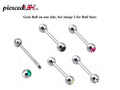 Gem Ball Industrial Barbell Piercing: Surgical Steel (14g-18g)