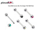 Gem Ball Industrial Barbell Piercing: Surgical Steel (14g-18g)