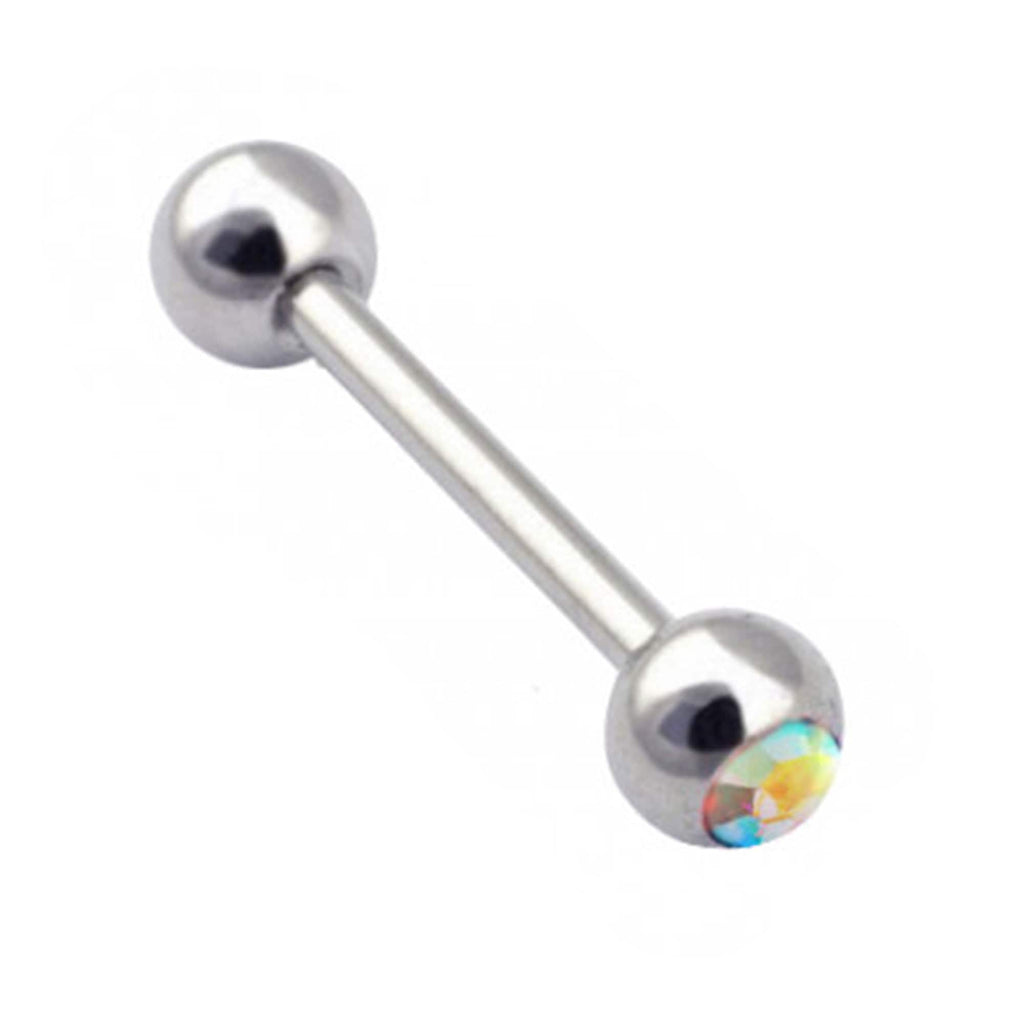 Gem Ball Industrial Barbell Piercing: Surgical Steel (14g-18g)