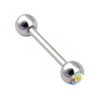 Gem Ball Industrial Barbell Piercing: Surgical Steel (14g-18g)