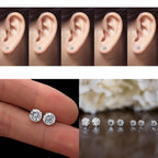 Sterling Silver Round Crystal Stud Earrings (2mm to 7mm)