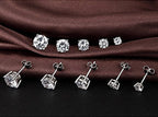 Sterling Silver Round Crystal Stud Earrings (2mm to 7mm)
