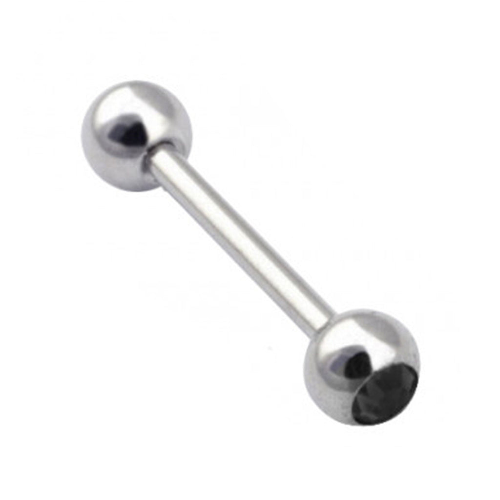 Gem Ball Industrial Barbell Piercing: Surgical Steel (14g-18g)