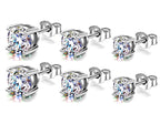 Sterling Silver Round Crystal Stud Earrings (2mm to 7mm)