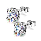 Sterling Silver Round Crystal Stud Earrings (2mm to 7mm)