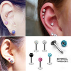 Crystal Ball Labret Stud: Surgical Steel Flatback Lip Piercing