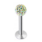 Crystal Ball Labret Stud: Surgical Steel Flatback Lip Piercing