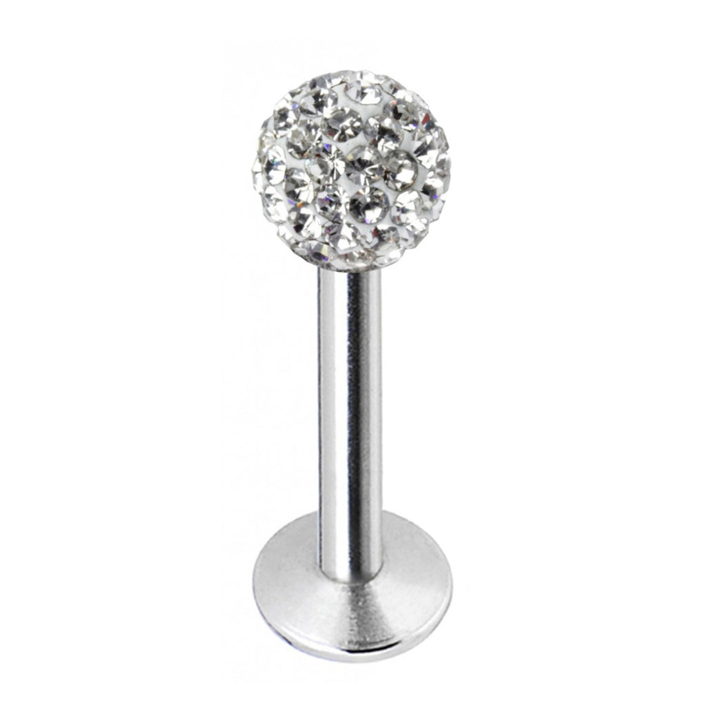 Crystal Ball Labret Stud: Surgical Steel Flatback Lip Piercing