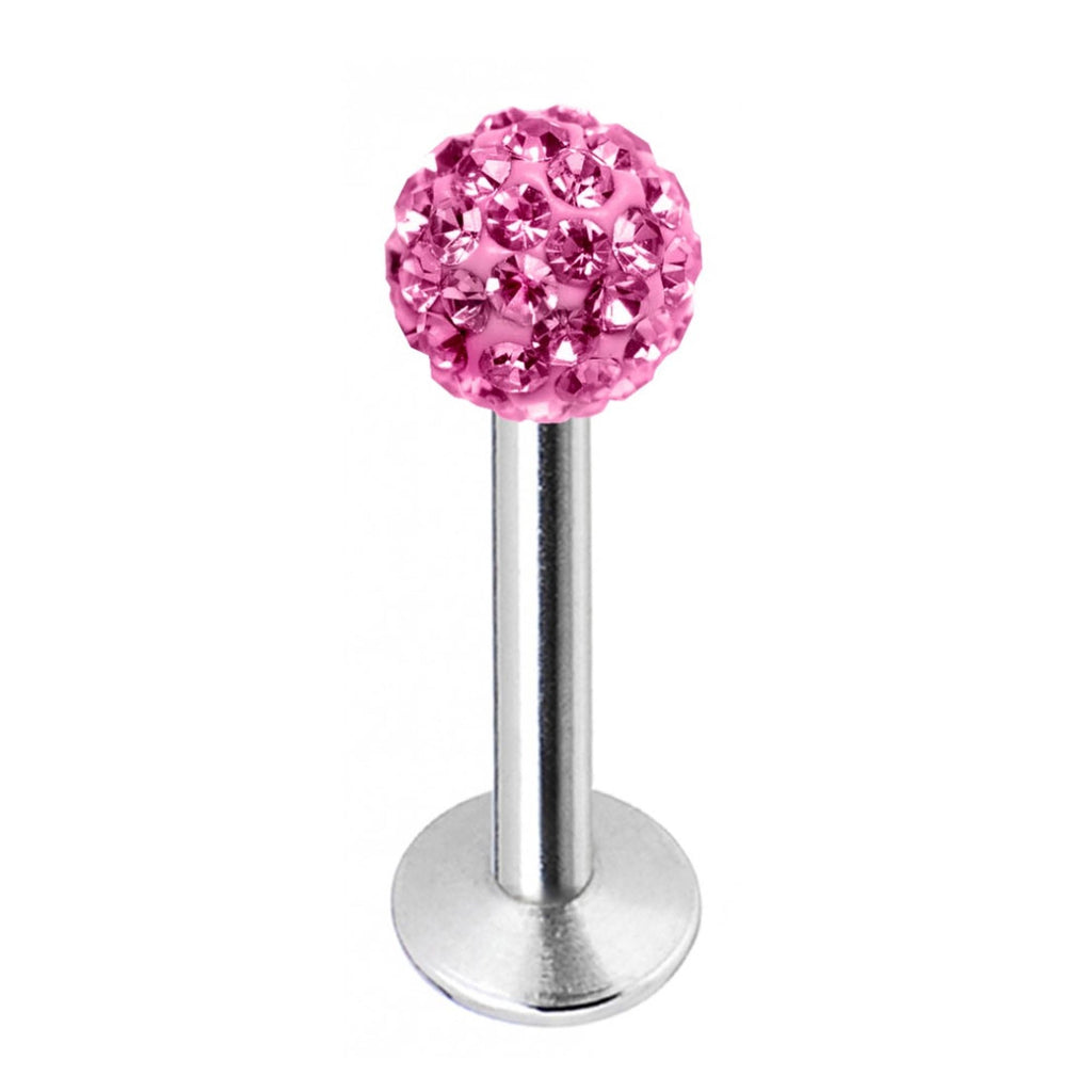Crystal Ball Labret Stud: Surgical Steel Flatback Lip Piercing