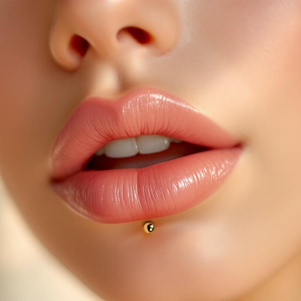 14K Solid Gold Labret Stud: Lip, Tragus, Cartilage Piercing