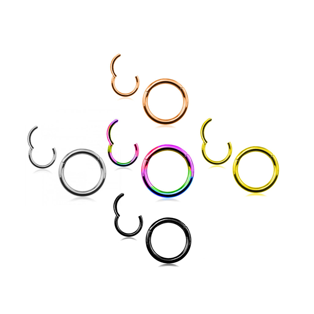 Rose Gold Titanium Hoop Earring: Septum Clicker Nose Ring (20G-14G)