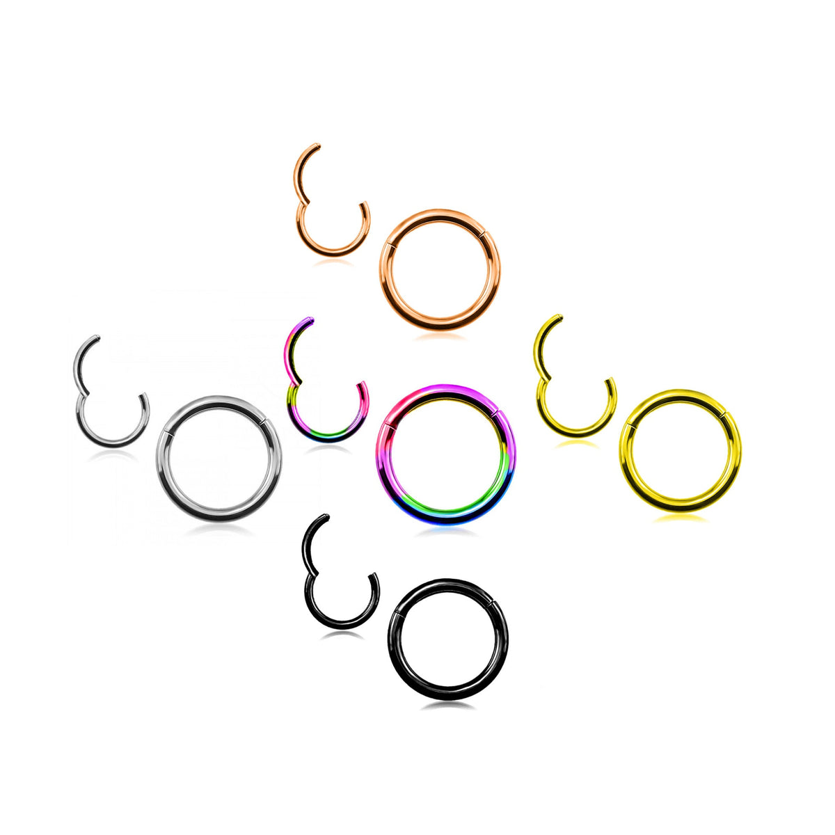 Rose Gold Titanium Hoop Earring: Septum Clicker Nose Ring (20G-14G)