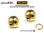 14K Gold Piercing Ball: Replacement Attachment for Captive Bead Ring