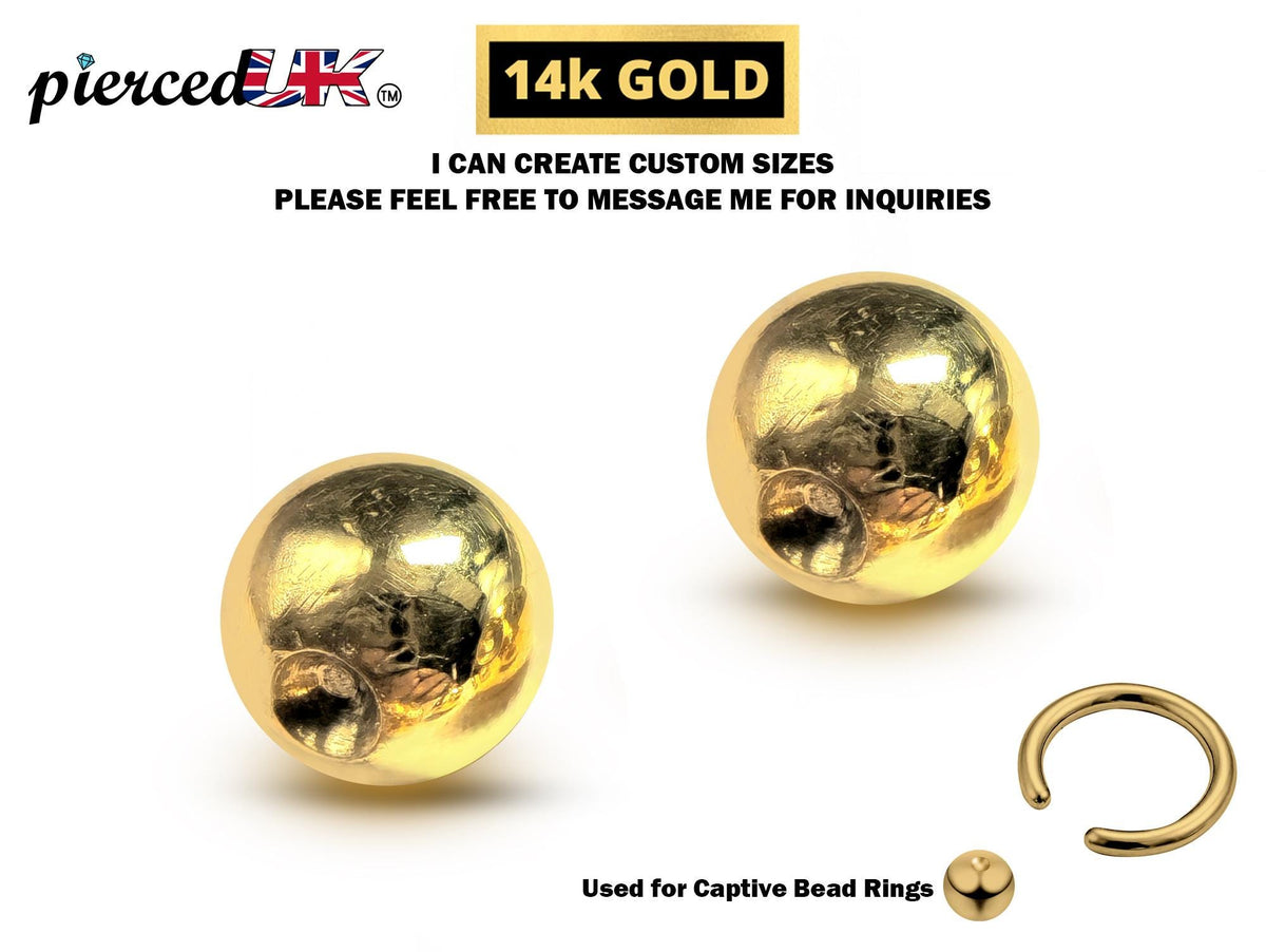 14K Gold Piercing Ball: Replacement Attachment for Captive Bead Ring