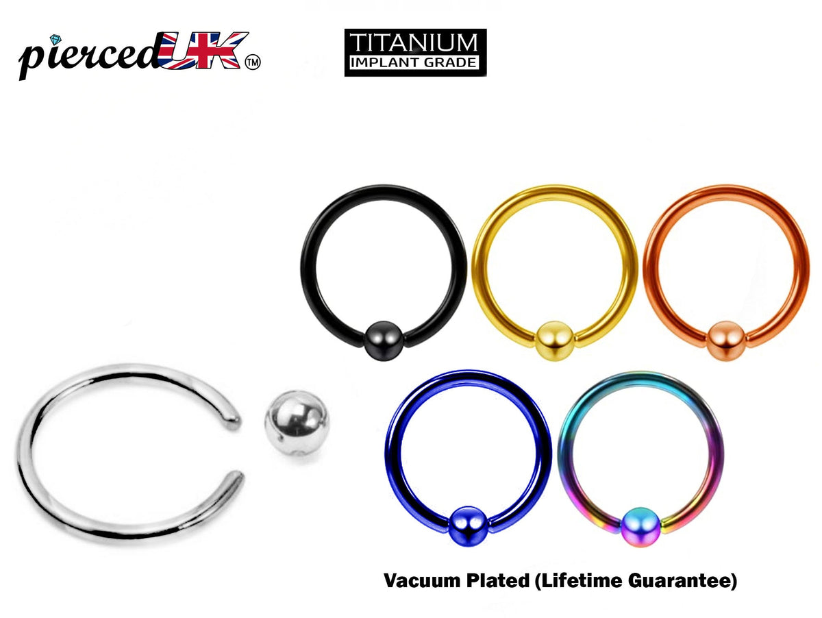 Titanium Captive Bead Ring: Ball Closure Piercing - 18g, 16g, 14g