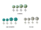 Crystal Ball Stud Earrings: Sterling Silver Bling, 6mm & 8mm (2 Pairs)