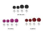 Crystal Ball Stud Earrings: Sterling Silver Bling, 6mm & 8mm (2 Pairs)