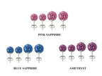 Crystal Ball Stud Earrings: Sterling Silver Bling, 6mm & 8mm (2 Pairs)