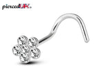 CZ Flower Nostril Screw: 20g Surgical Steel Nose Ring