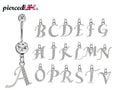 Sterling Silver Initial Belly Bar: Dangle Alphabet Navel Ring