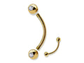 14K Gold Curved Barbell Piercing, Eyebrow Piercing with Gem Balls Cartilage Studs, Belly Ring - 16G Body Jewellery Gold Bent Bar
