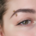 14K Gold Curved Barbell Piercing, Eyebrow Piercing with Gem Balls Cartilage Studs, Belly Ring - 16G Body Jewellery Gold Bent Bar