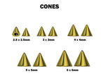 Titanium Gold Cone / Spike Nose Bridge Barbell Upper Nose Piercing with Steel Chain - 16G 14G Straight Barbell - Choose Spike and Cone Size