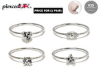 Silver Nostril Ring, Nose Ring, Open Ring with Solitaire CZ Crystals Heart, Round, Star and Marquise  – 28g (0.3mm)  – Silver Nose Piercing
