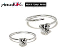Silver Nostril Ring, Nose Ring, Open Ring with Solitaire CZ Crystals Heart, Round, Star and Marquise  – 28g (0.3mm)  – Silver Nose Piercing