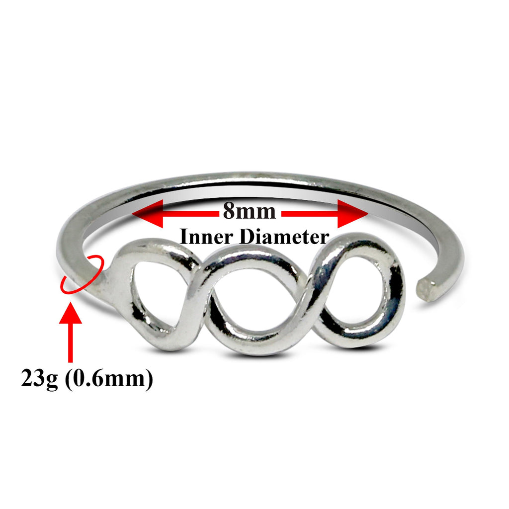 Nose Ring Hoop, Nose Piercing– Silver Nostril Stud Ring Filigree – 23g (0.6mm)  – Silver Nose Piercing
